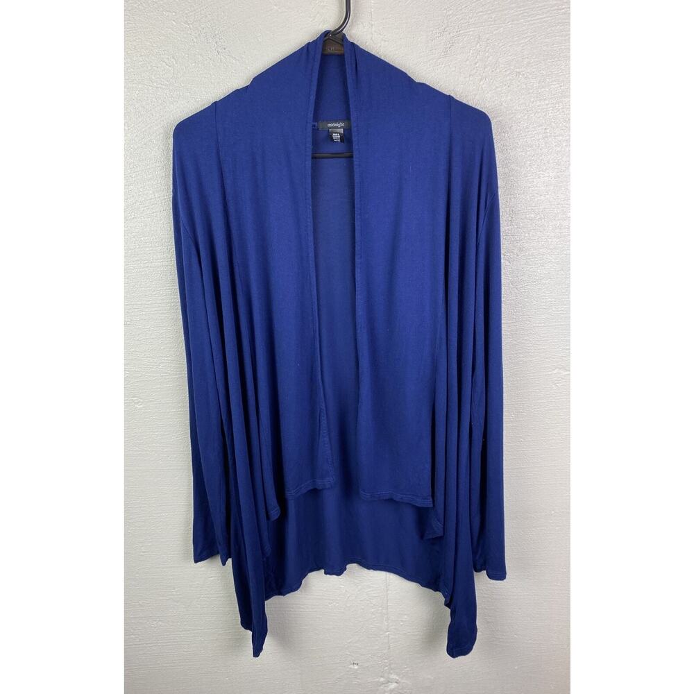 Midnight Women’s Dark Navy Blue Long Stretchy Tapered Cardigan Size Medium